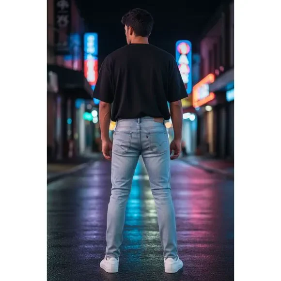 MNML Light Wash Distressed Skinny Jeans Ripped Knee Denim Size 34 Used - Picture 3 of 5